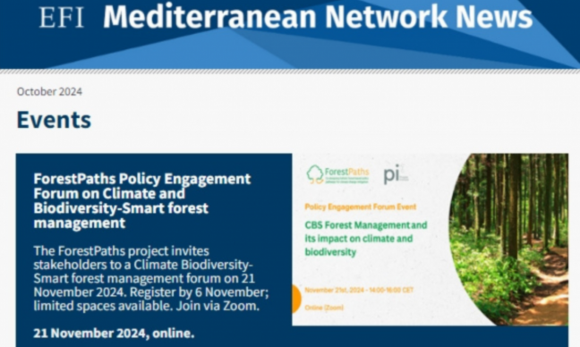 ForestPaths’ autumn line-up of events featured in EFIMED’s October newsletter